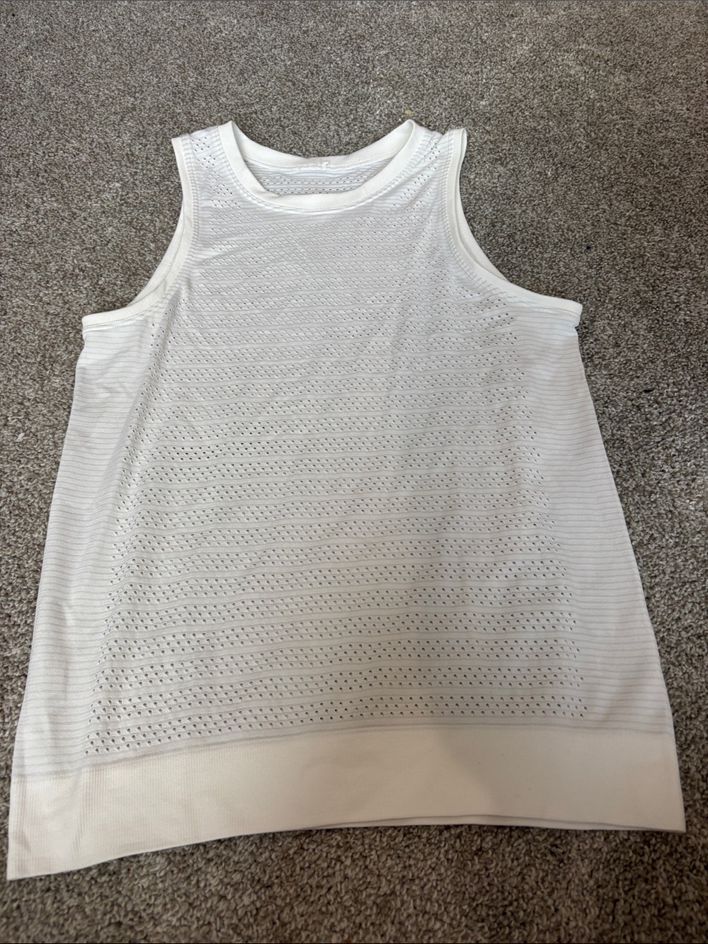 lululemon athletica White Eyelet Knit Tank Top